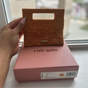 Cult Gaia Metallic Gold Beaded Mini Clutch